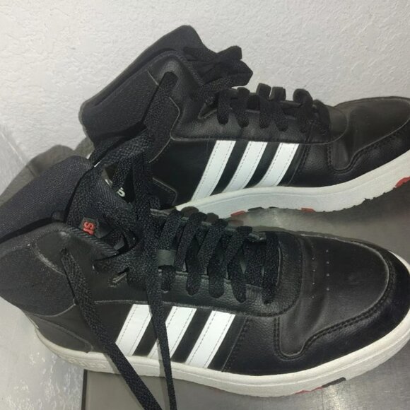 Adidas Youth Mid Top High Tops Black Stripe Red Letters Size 6 Boys Athletic GUC - Picture 2 of 7